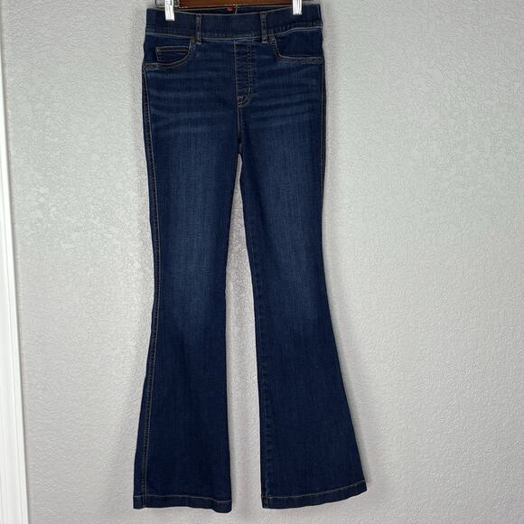 Spanx Flare Jeans Midnight Shade Women's S Dark Wash Stretch Denim Bell Bottoms - Picture 2 of 4
